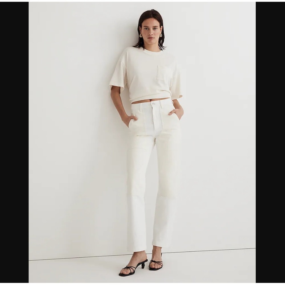 Madewell NEW NWT Womens 23 Ivory White 90s Straight Fit Two Tone Jeans